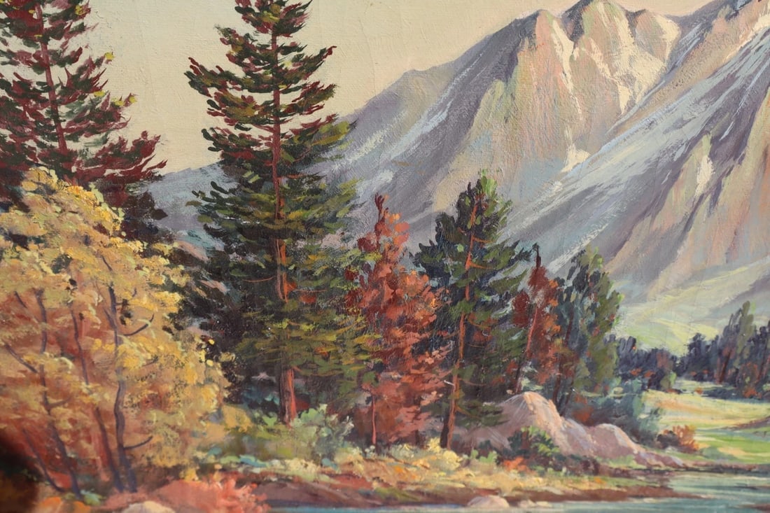 OLIVER GLEN BARRETT Original oil Calif plein air Landscape with Stream Unframed - 4