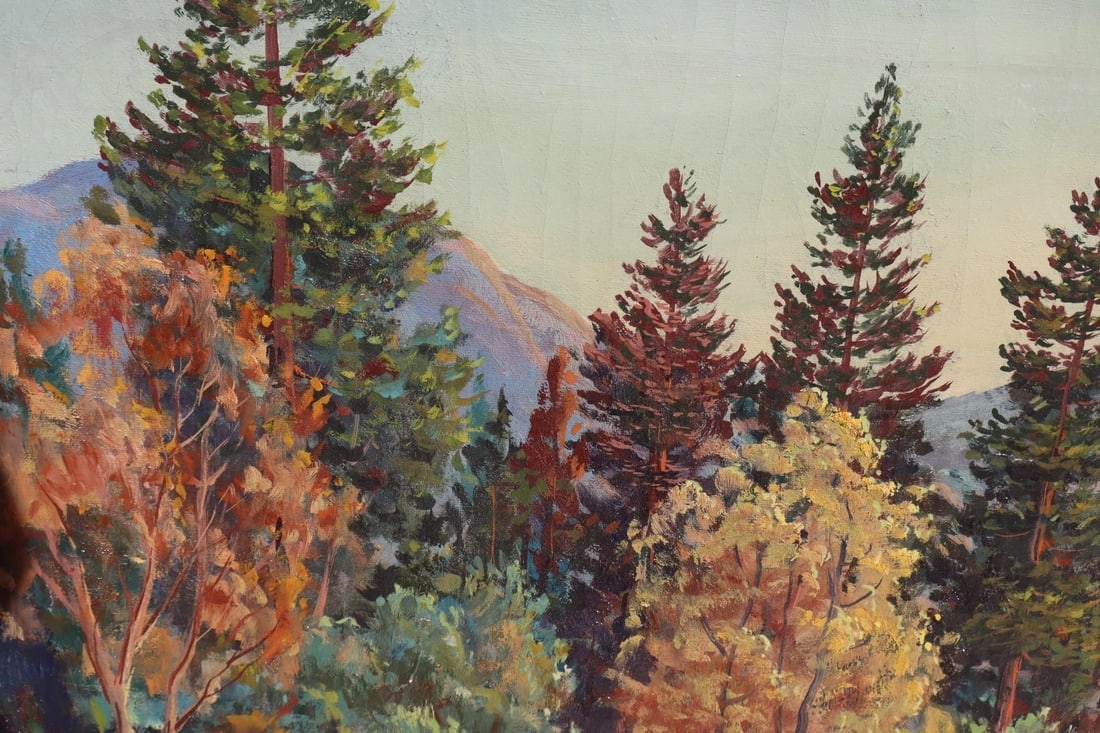 OLIVER GLEN BARRETT Original oil Calif plein air Landscape with Stream Unframed - 5