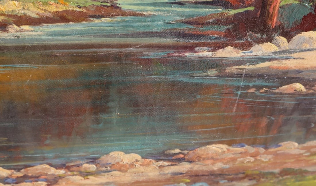 OLIVER GLEN BARRETT Original oil Calif plein air Landscape with Stream Unframed - 7