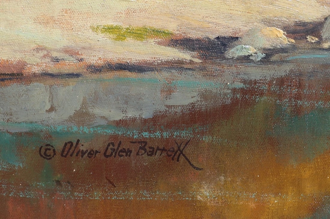 OLIVER GLEN BARRETT Original oil Calif plein air Landscape with Stream Unframed - 8