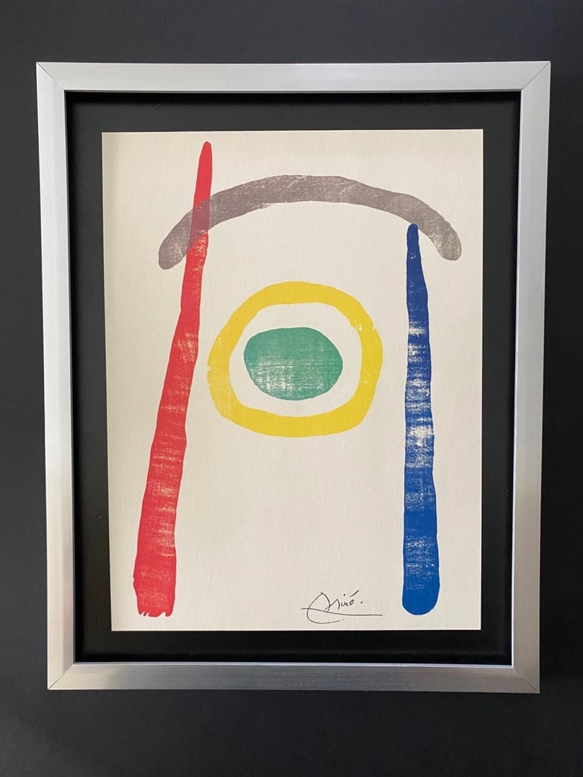 Joan Miro | Vintage 1958 Signed Colorful Print | Framed: Up for Auction this Beautiful and Scarce Vintage 1983 Print JOAN MIRO Facsimile Signature in ink. Art Print is about 12 X 9 in. This piece is Mounted and Framed covering an area of 15 x 12 in. This