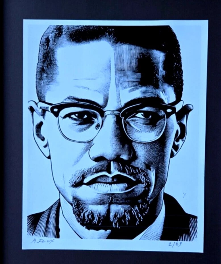 AIDAN FLUX | Hand Signed Authentic Print Framed MALCOM X COA - 3