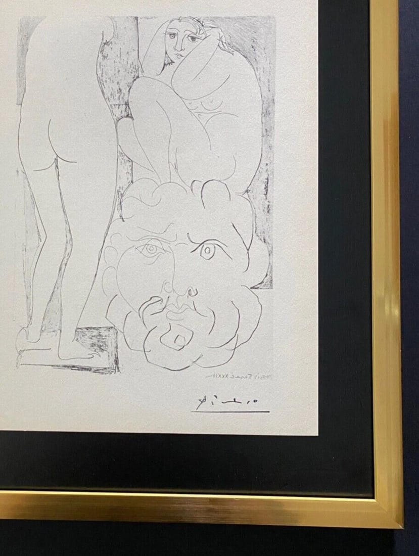 PABLO PICASSO 1955 ARTISTIC figure SIGNED PRINT FRAMED - 3