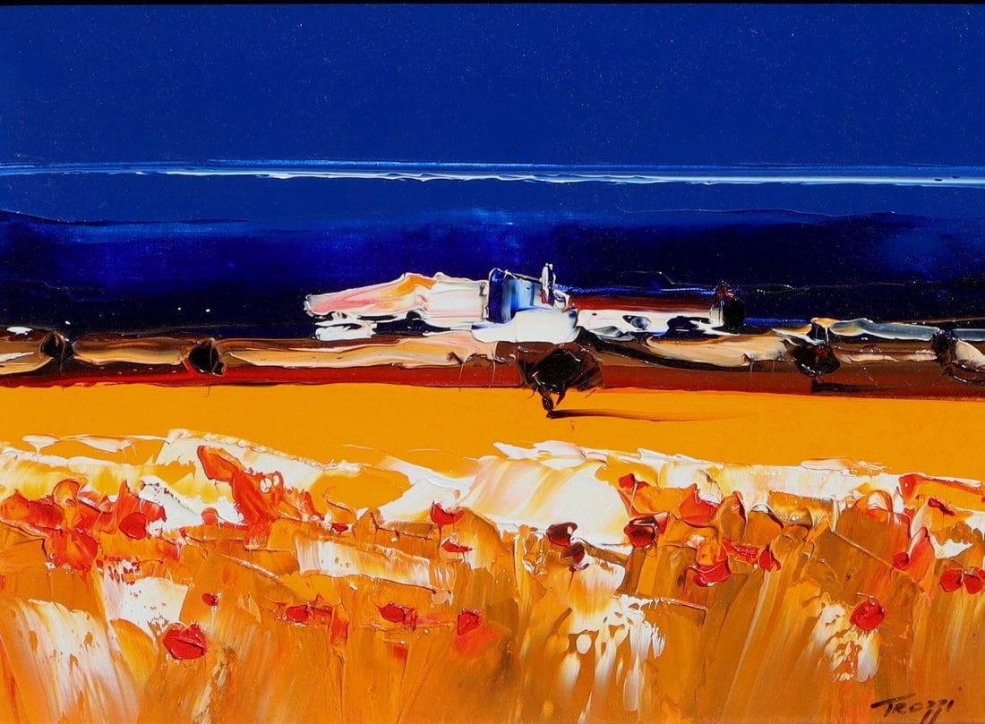 STEFANO TROZZI Italian Fine Gallery Modernist Landscape oil and palette knife - 4