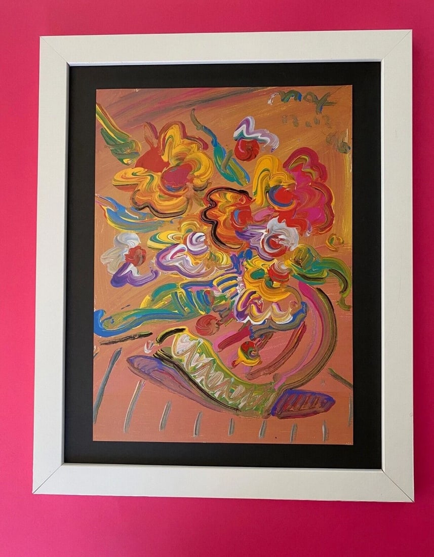 PETER MAX | AWESOME | 1990'S SIGNED PRINT | POP ART | NEW 14X11 IN. FRAME (1 of 2)