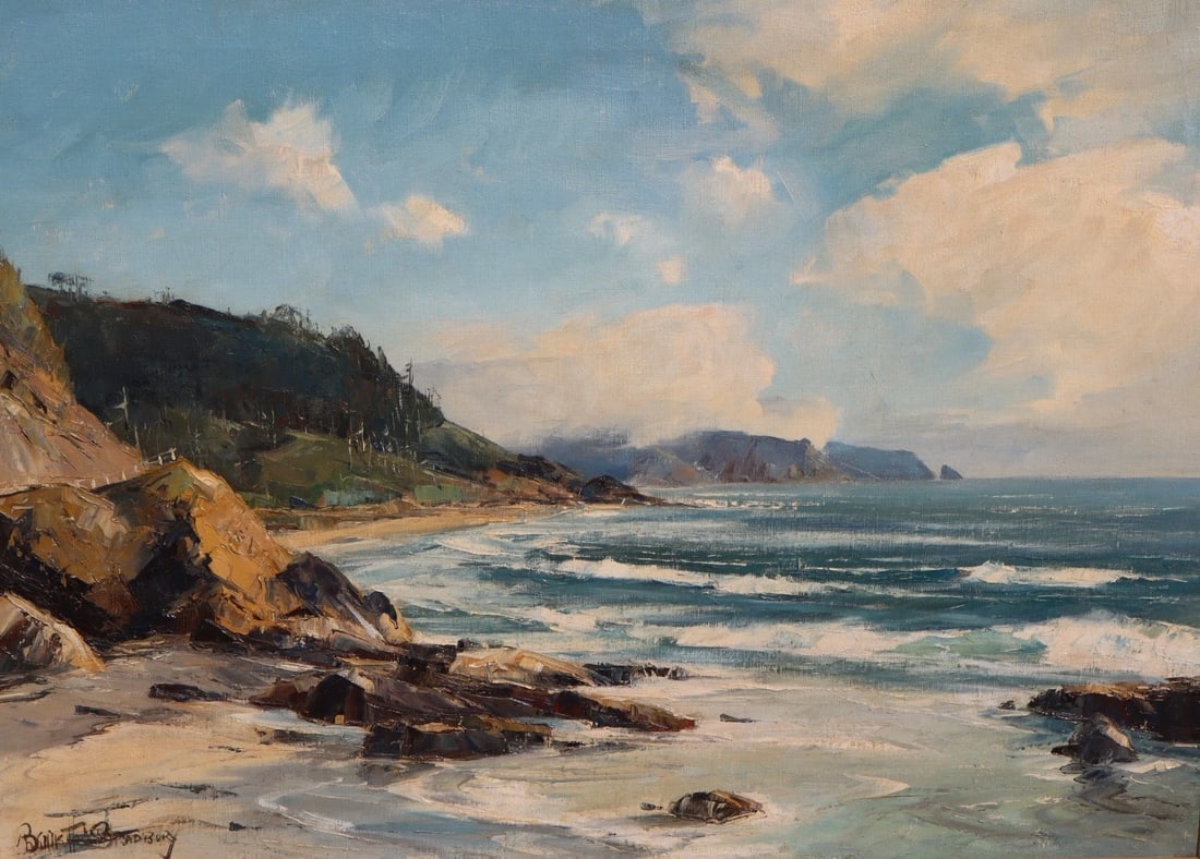 BENNETT BRADBURY Original oil painting Mid Century Oregon Coast Seascape - 3