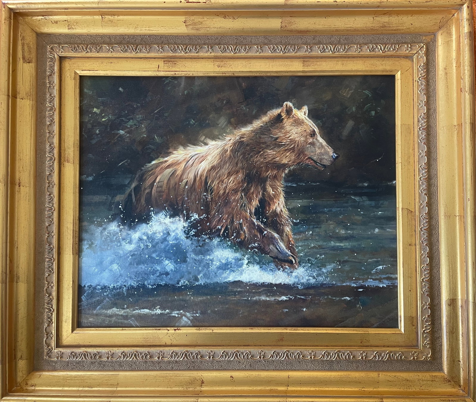 Untitled (Bear playing in water)