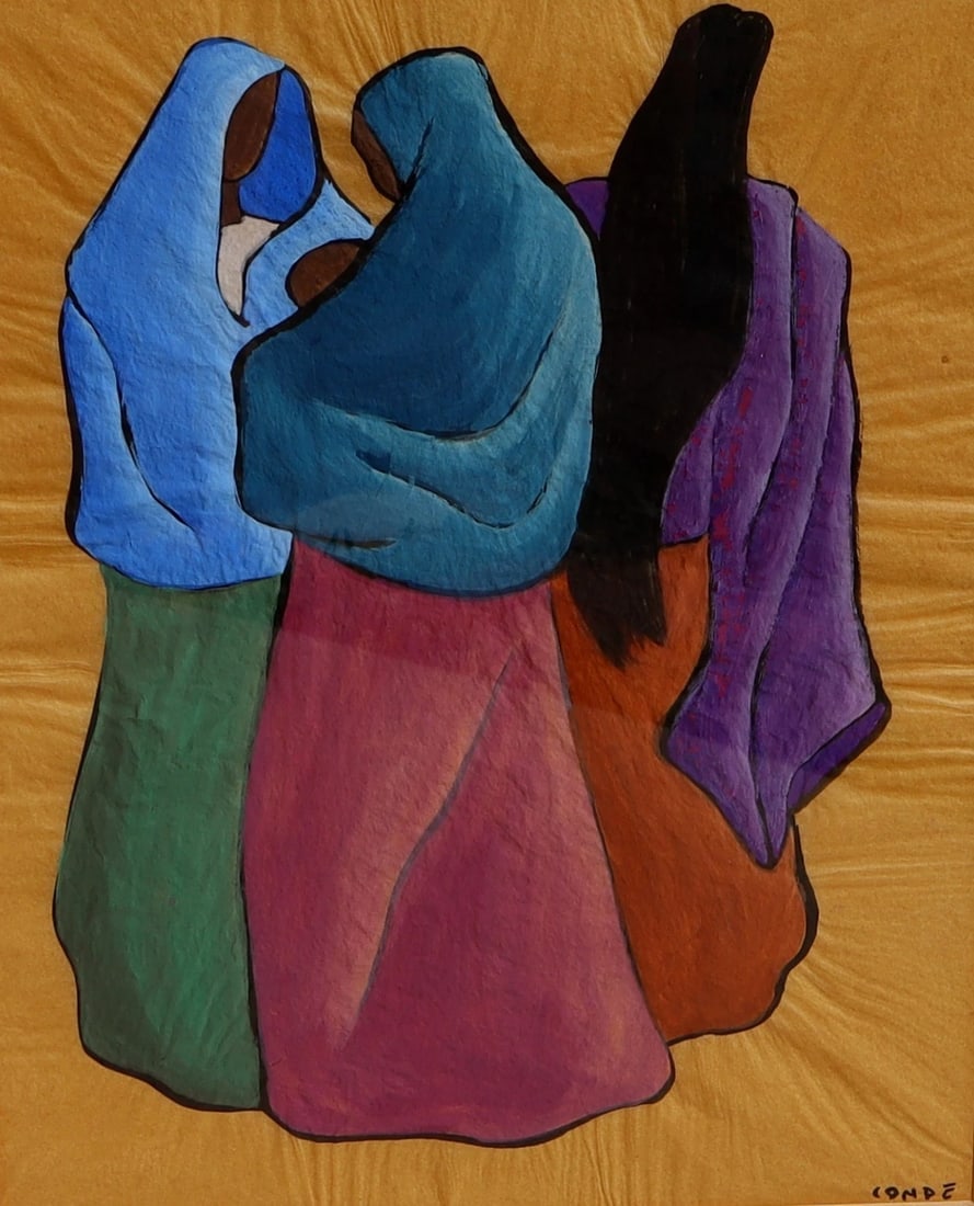 MIGUEL CONDE Original Watercolor & Gouache on Vellum Paper Three Women in Cloaks - 3