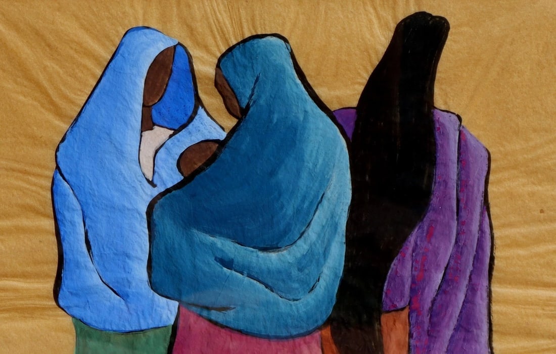 MIGUEL CONDE Original Watercolor & Gouache on Vellum Paper Three Women in Cloaks - 4