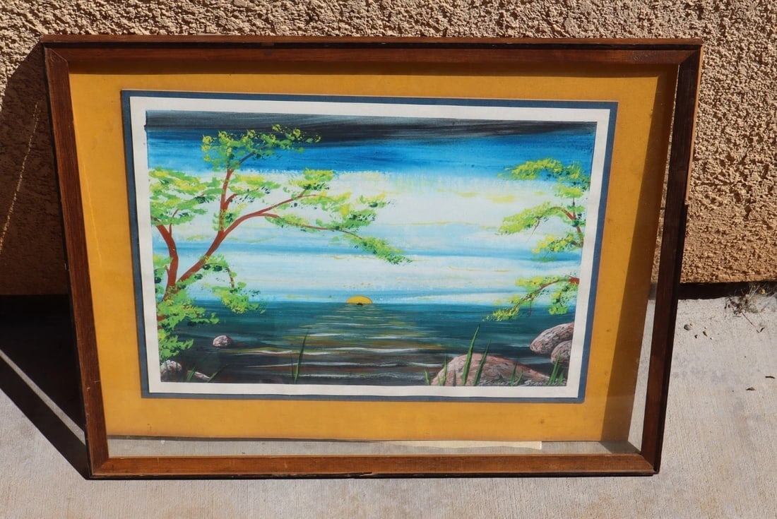 KENNETH STANCIN Sunset on the Sea Hawaii Original Acrylic painting 1976: Title:KENNETH STANCIN Sunset on the Sea Hawaii Original Acrylic painting 1976 Description:KENNETH STANCIN (1938-2012). Sunset on the Sea, Hawaii 1976, 9-1/2" x 13-1/2" image sight size acrylic on