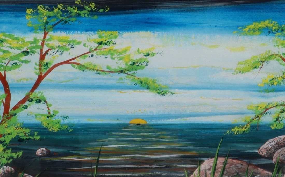 KENNETH STANCIN Sunset on the Sea Hawaii Original Acrylic painting 1976 - 2