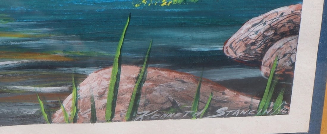 KENNETH STANCIN Sunset on the Sea Hawaii Original Acrylic painting 1976 - 3