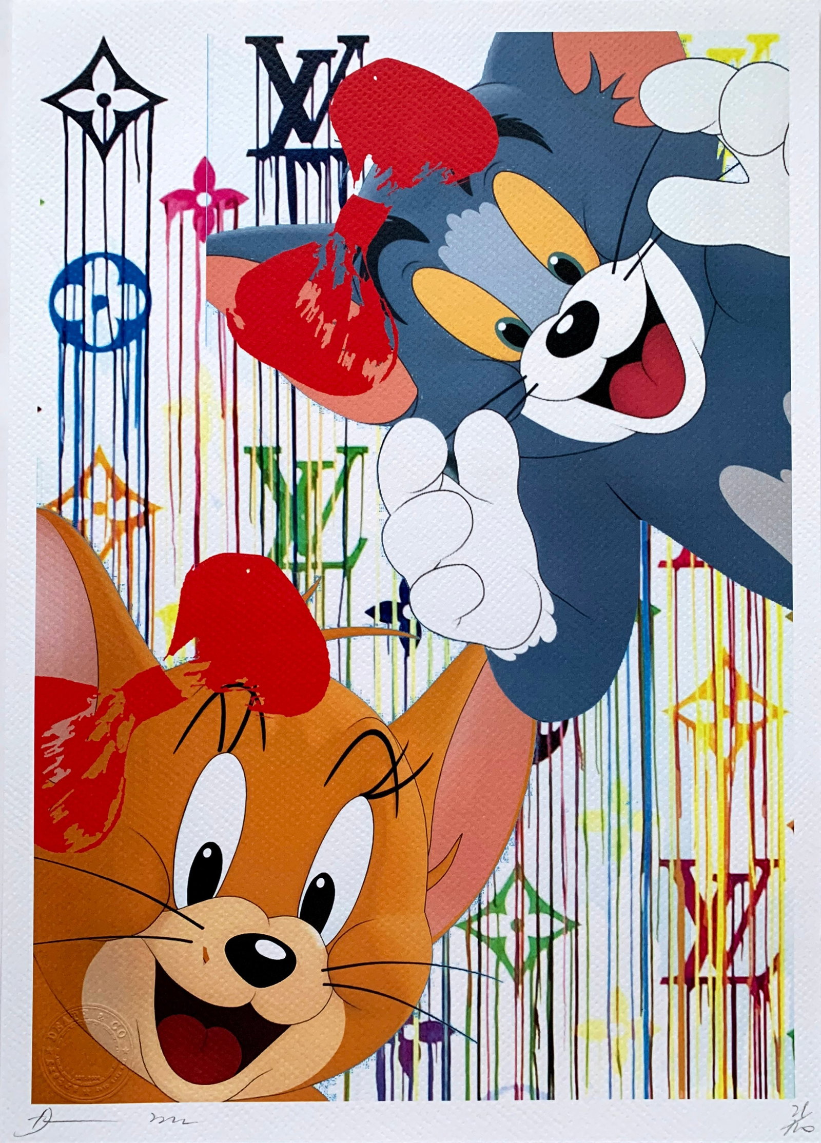 Death NYC Louis Vuitton Tom and Jerry: Title:Death NYC Louis Vuitton Tom and Jerry Date/Period21st Century Materials:Giclee on Fine art 300 gsm paper Size:17 3/4 x 12 1/2 inches Description:Artist: Death NYC, limited edition giclee on