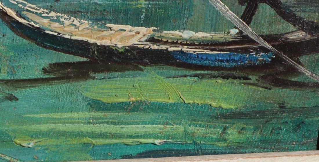 Mystery Artist Santa Maria Della Salute Church Venetian Gondoliers on Canal oil - 3