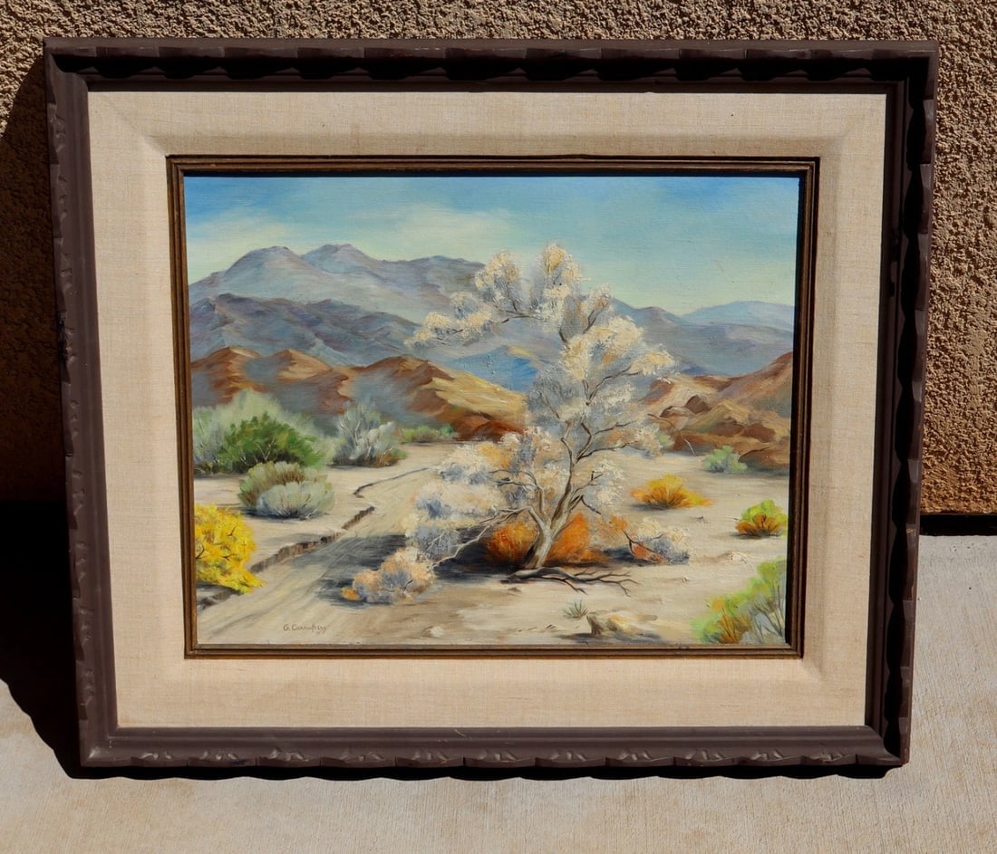 G. Carruthers California Desert Scene with Smoke Trees oil painting 1971 - 2