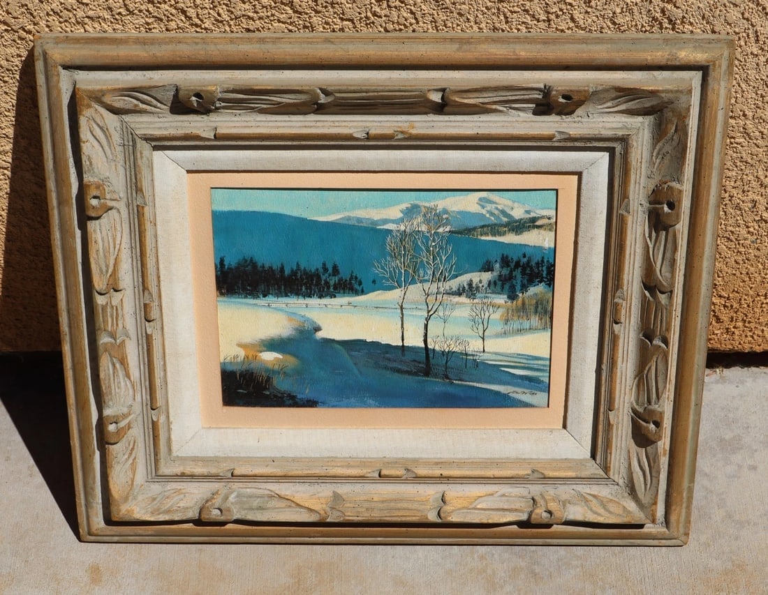 REN WICKS Original Gouache on Board Rocky Mountain Winter - 2