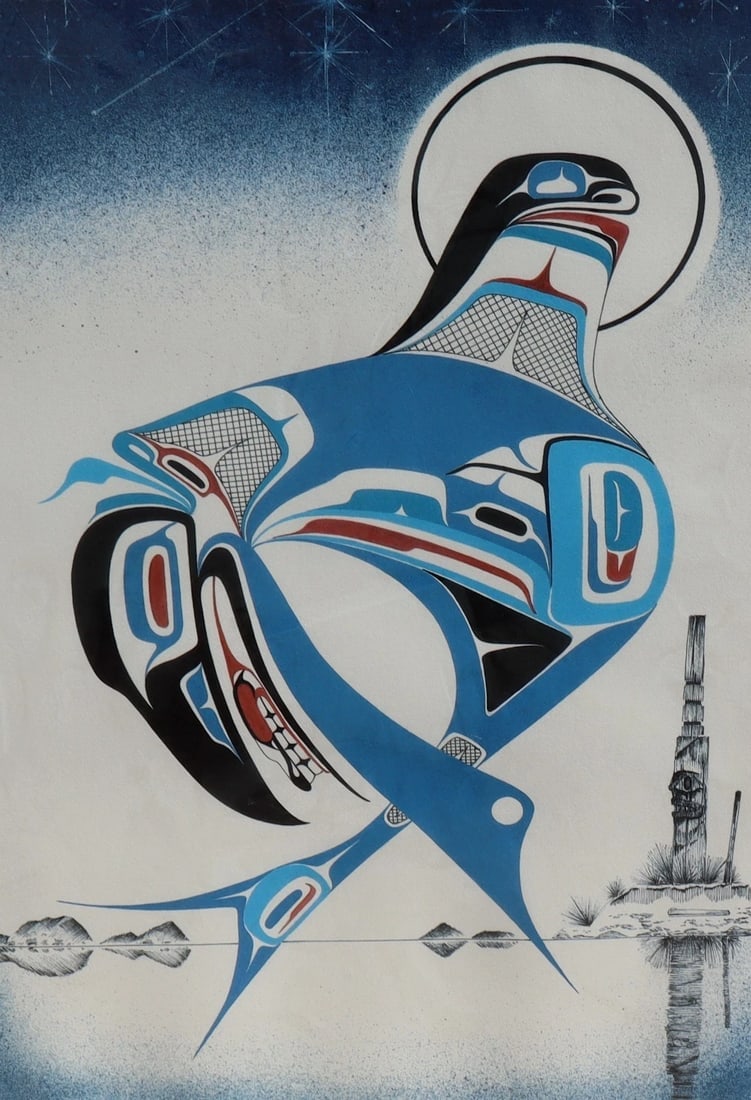 STEVE HARRIS NW Coast Original Silkscreen Raven Calls The Blackfish 57/189 - 2