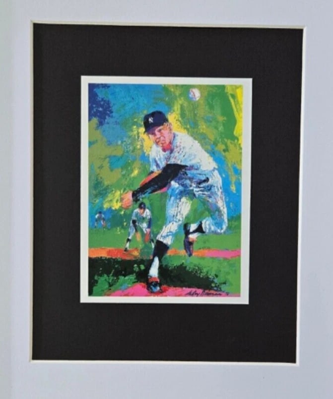 LEROY NEIMAN + BASEBALL "YANKEES PITCHER" 1980'S PLATE SIGNED PRINT FRAMED - 2