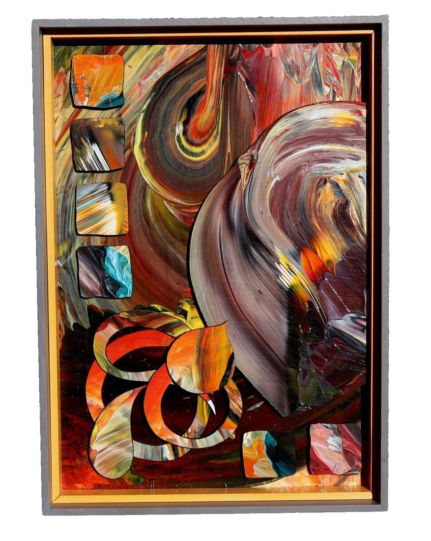 LUCIAN RICHARDS Modernist Abstraction on Wood Elements 3D Acrylic: Title:LUCIAN RICHARDS Modernist Abstraction on Wood Elements 3D Acrylic Description:LUCIAN RICHARDS. Modernist Abstraction on Wood Elements that are raised giving it a 3d quality, 16" x 11" acrylic