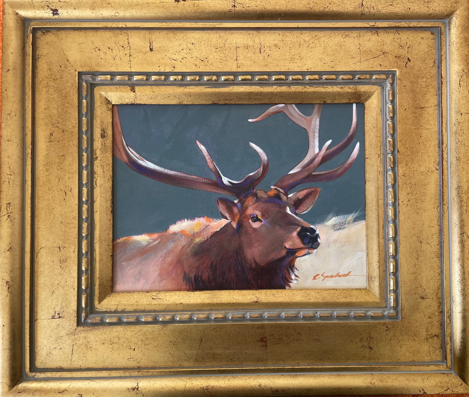 Observing the Situation: Artist: Robert Seabeck Title:Observing the Situation Description: Bull Elk - Robert Seabeck is an American artist, born in Casper, Wyoming, known for his vibrant oil paintings depicting the