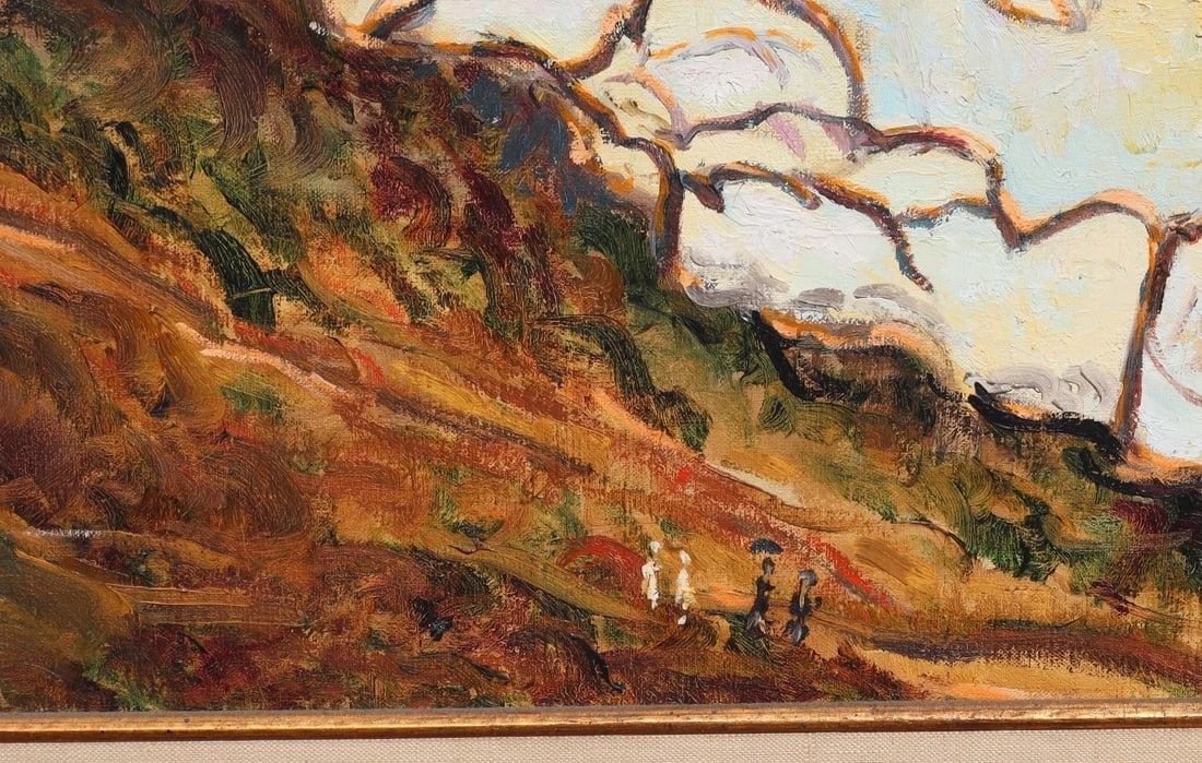 BARBARA ANN BERNER Sailboat by the Coast original oil painting 1975 - 5