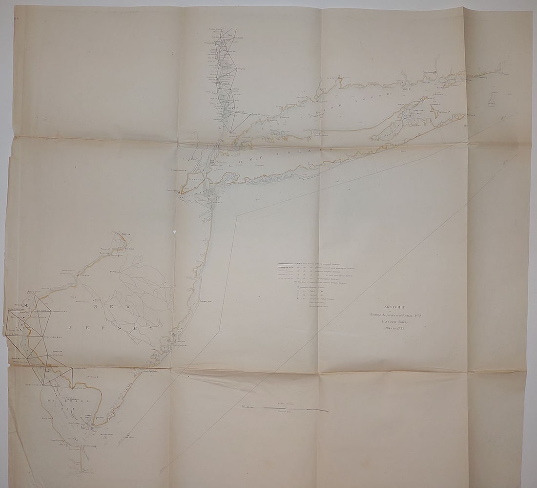 Sketch B. Showing the Progress of Section No.2: Publication Date:1853 Title:Sketch B. Showing the Progress of Section No.2,li>Cartographer:U.S. COAST SURVEY Publisher:U.S.C.S. Brief Description:... [Lower Hudson River, Long Island, New Jersey coast