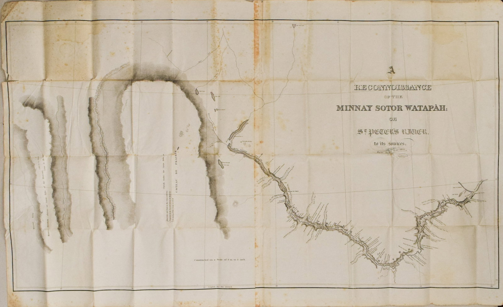 1835 Map of the Minnesota River -- A Reconnoisance of the Minnay Sotor Watapah or St. Peter's River (1 of 1)