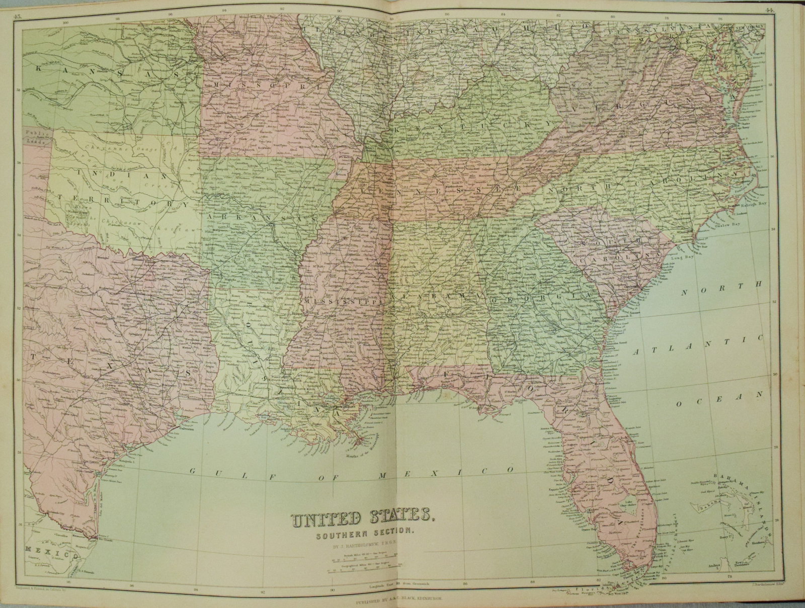 1892 Black Map of US South with Southern State Maps on Six Maps (1 of 6)