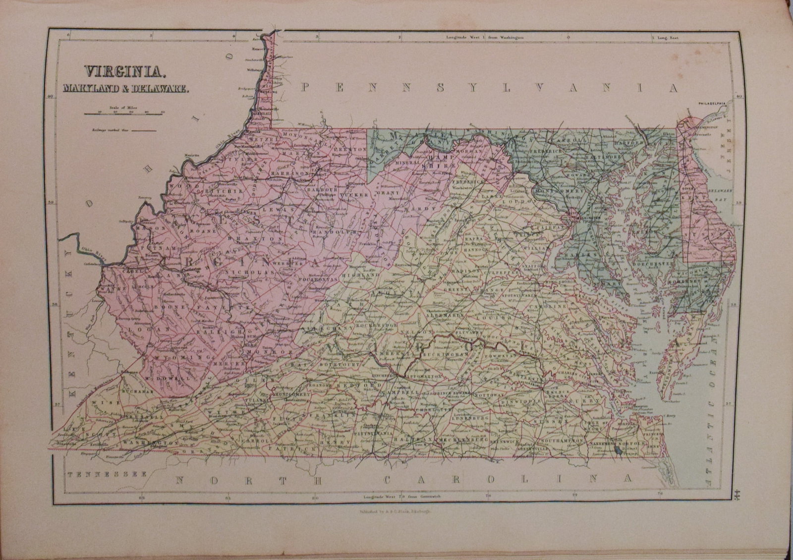 1892 Black Map of US South with Southern State Maps on Six Maps - 2