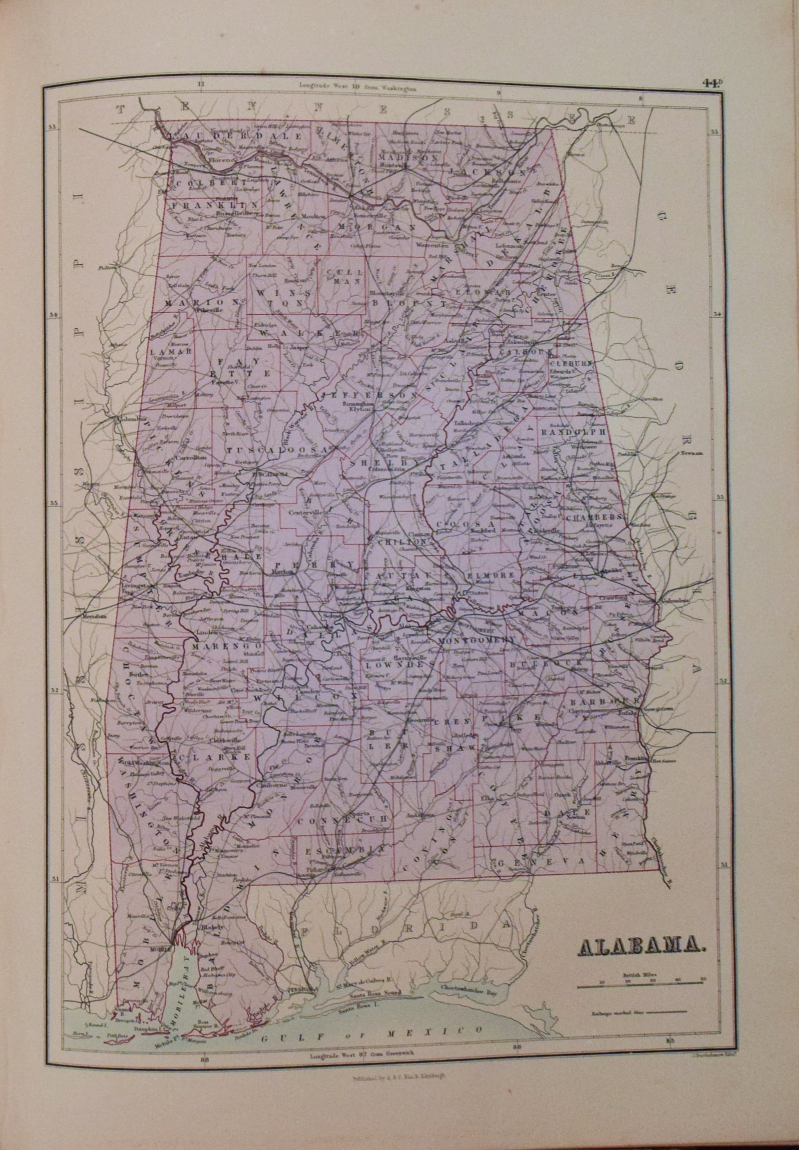 1892 Black Map of US South with Southern State Maps on Six Maps - 5