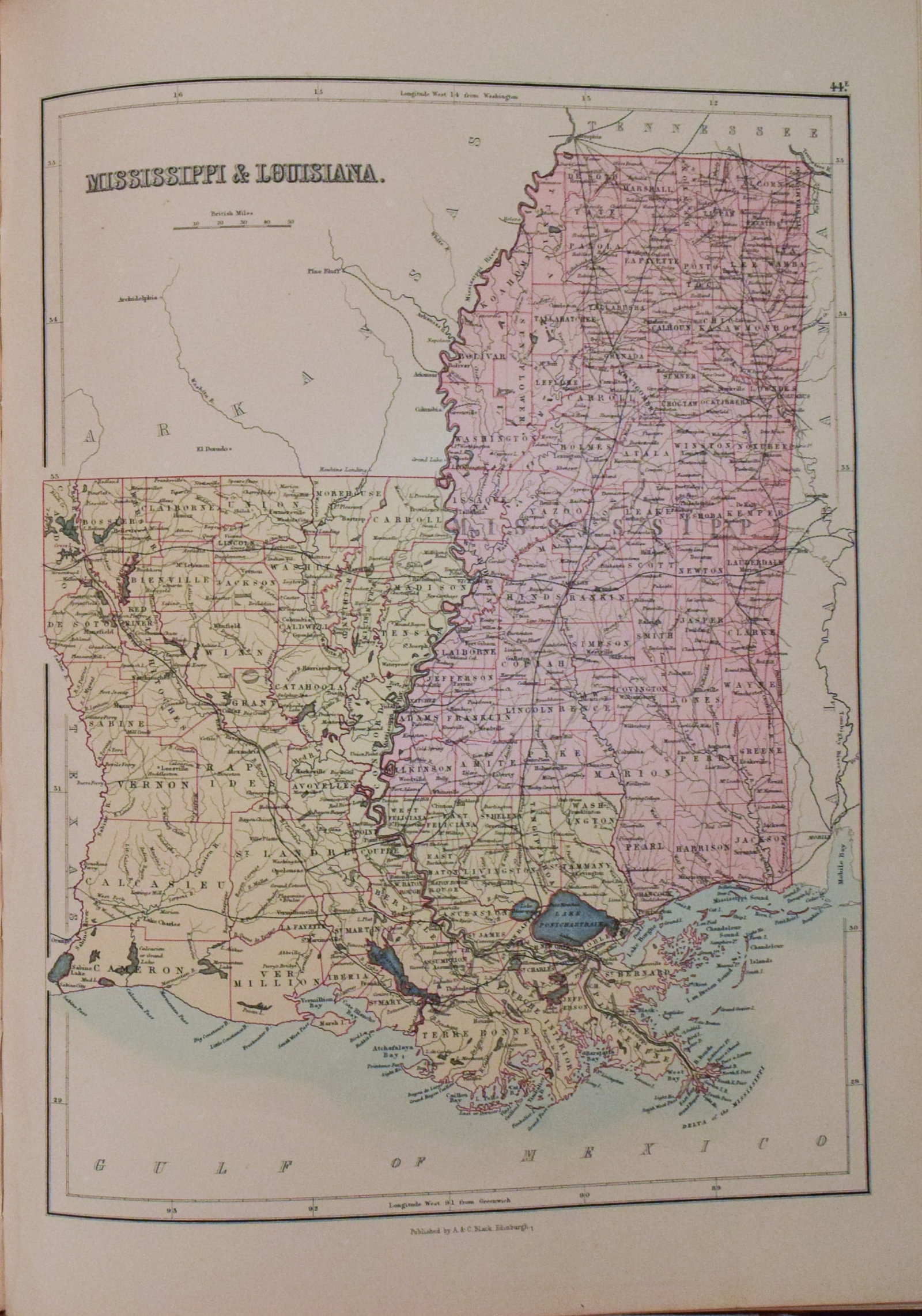 1892 Black Map of US South with Southern State Maps on Six Maps - 6