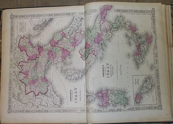Johnson's Northern Italy | Johnson's Southern Italy Kingdom of Naples I. Sardinia & Malta.: Publication Date:1863 Title:Johnson's Northern Italy | Johnson's Southern Italy Kingdom of Naples I. Sardinia & Malta.,li>Cartographer:JOHNSON, ALVIN JEWETT Publisher:JOHNSON AND WARD Brief Descriptio