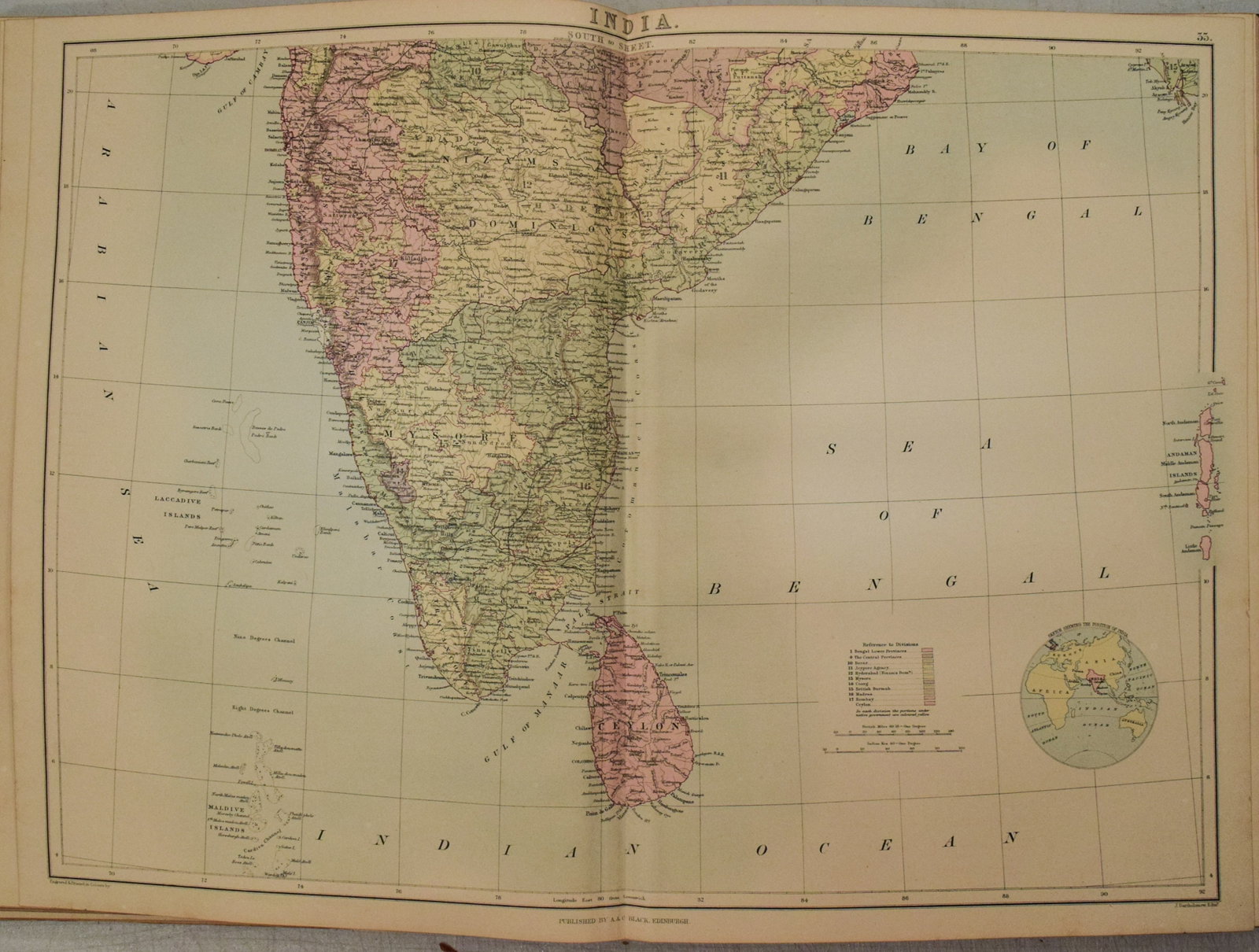 1892 Black Map of India on Two Sheets - 2
