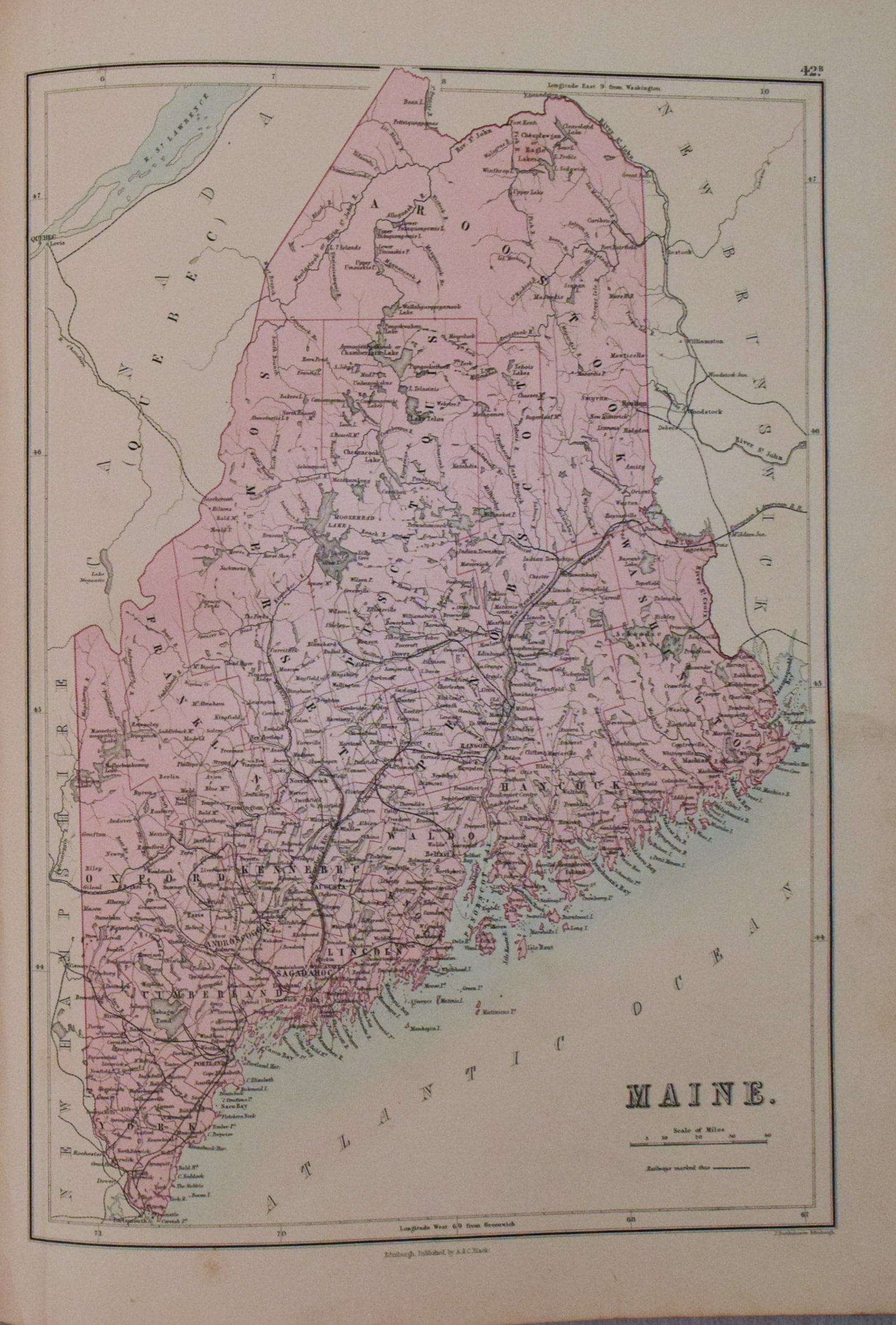 1892 Black Map of US New England to New York, Pennsylvania, New Jersey and Canadian Maritimes plus - 3