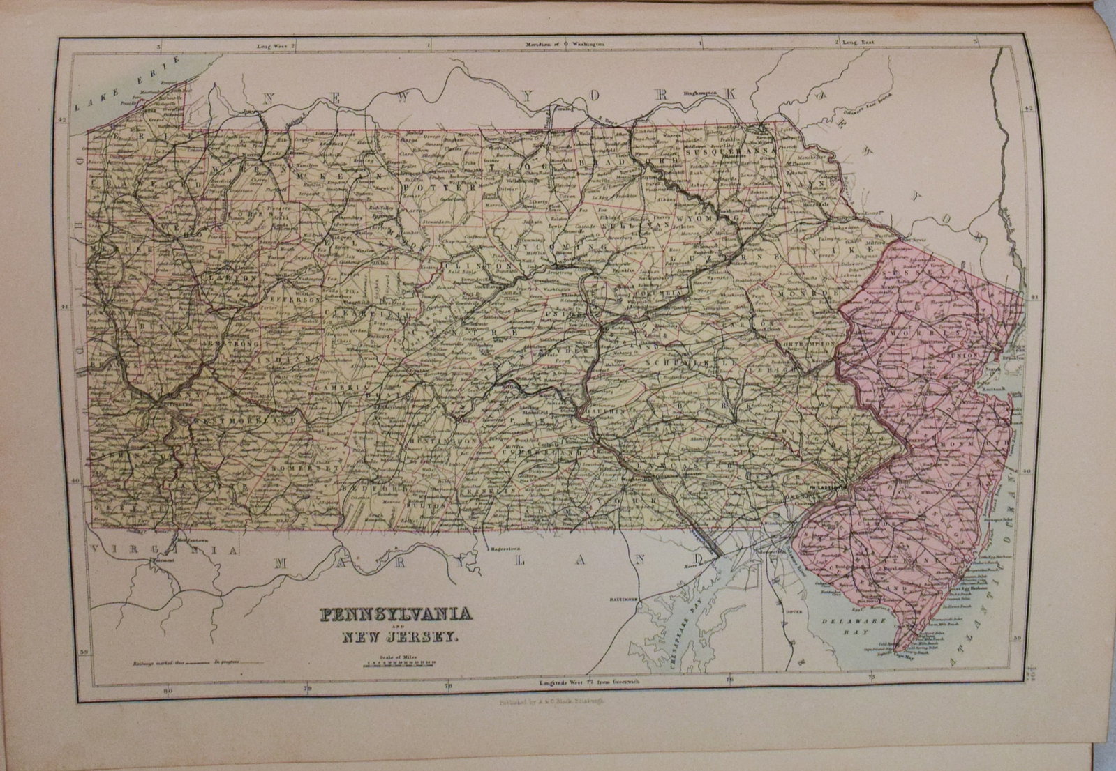 1892 Black Map of US New England to New York, Pennsylvania, New Jersey and Canadian Maritimes plus - 6