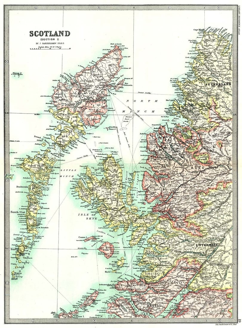 Scotland (Section 1.) [Ross And Northwest Scotland]: Publication Date:1890 Title:Scotland (Section 1.) [Ross And Northwest Scotland],li>Cartographer:BARTHOLOMEW, JOHN & CO. Publisher:MACMILLAN & CO. Brief Description:"By J. Bartholomew, F.R.G.S." 19