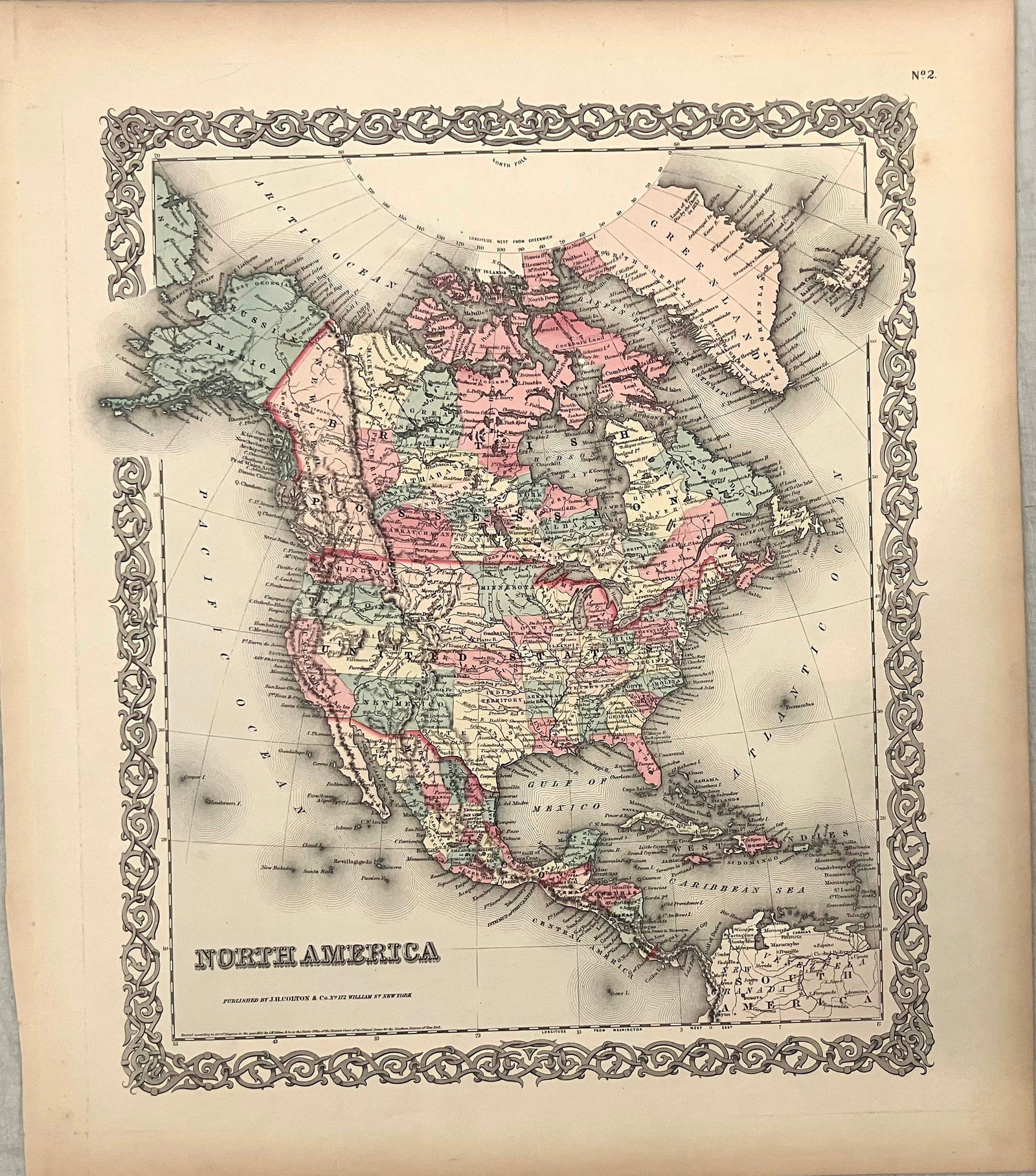 1855 Colton Map of North and Central America -- North America: Title:1855 Colton Map of North and Central America -- North America,li>Cartographer:J Colton Year/Place:1855, New York Map Dimension (in.):14.8 X 12.5 in. Description:This is an attractive map of