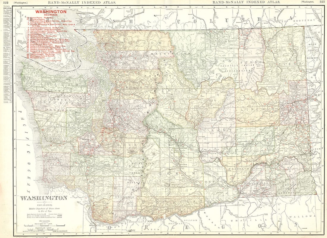 Rand, McNally & Co.'s New Business Atlas Map of Washington (1 of 1)
