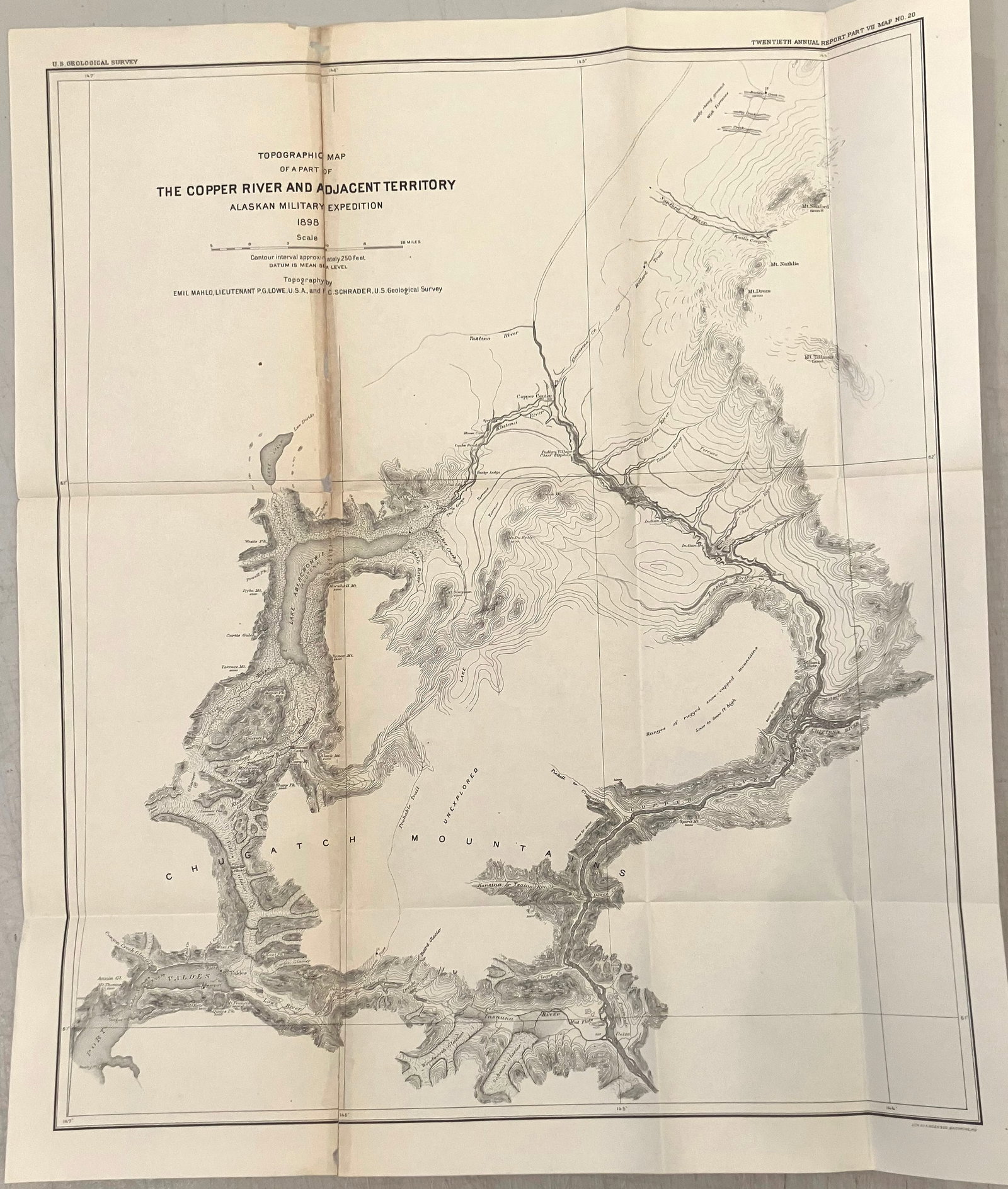 1898 Topographic Map of Southern Alaska -- Topgraphic Map of a Part of the Copper River and Adjacent: Title:1898 Topographic Map of Southern Alaska -- Topgraphic Map of a Part of the Copper River and Adjacent Territory Alaskan Military Expedition 1898,li>Cartographer:US Geological Survey Year/Place:18