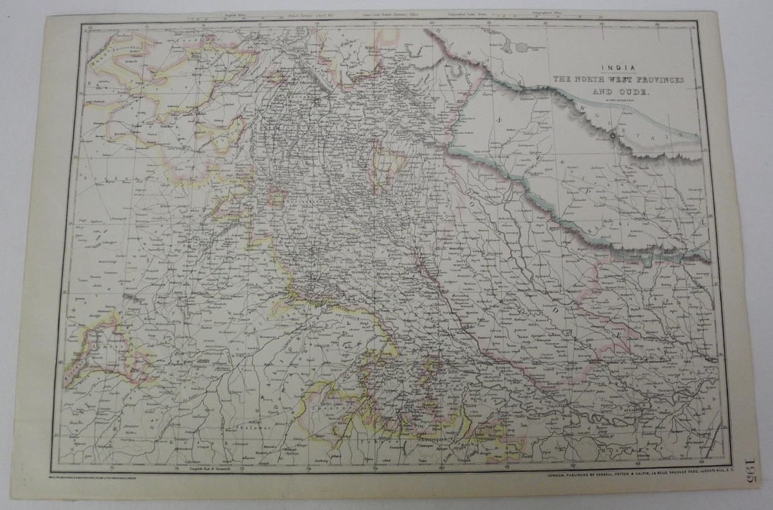 India the North West Provinces and Oude.: Publication Date:c1865 Title:India the North West Provinces and Oude.,li>Cartographer:WELLER, EDWARD Publisher:CASSELL, PETTER & GALPIN Brief Description:"By Edwd. Weller, F.R.G.S." From Cassell's