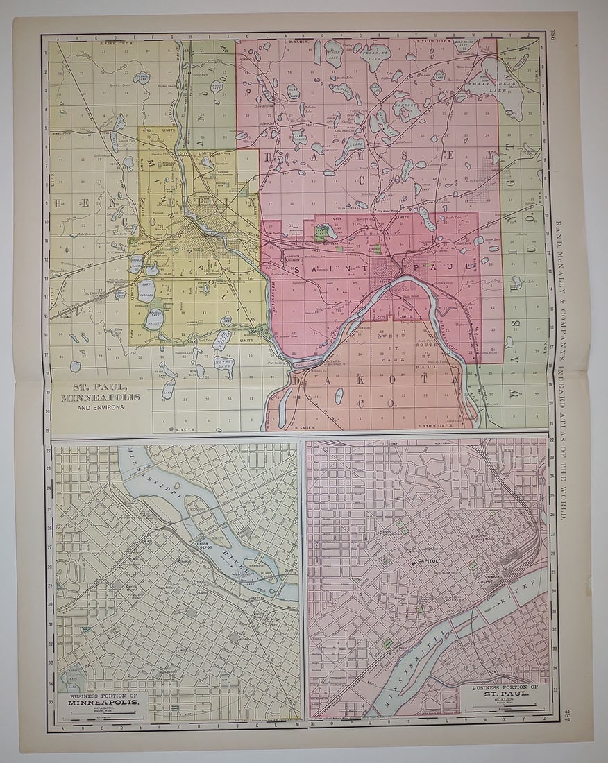 Rand-Mcnally Indexed Atlas. St. Paul Minneapolis And Environs (1 of 1)