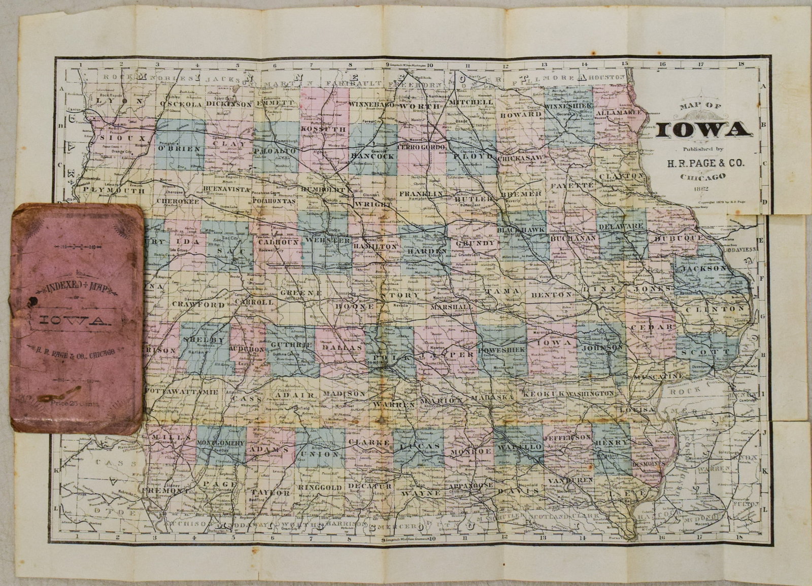1862 Page Map of Iowa -- Map of Iowa: Title:1862 Page Map of Iowa -- Map of Iowa,li>Cartographer:H R Page & Co. Year/Place:1862, Chicago Map Dimension (in.):12.7 X 19 in. Description:This is an excellent folding pocket map of Iowa. It