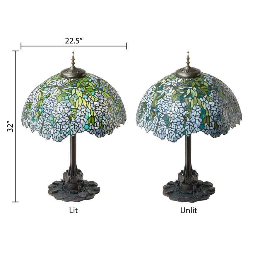 32"H Wisteria Tiffany-Style Stained Glass Table Lamp - 7