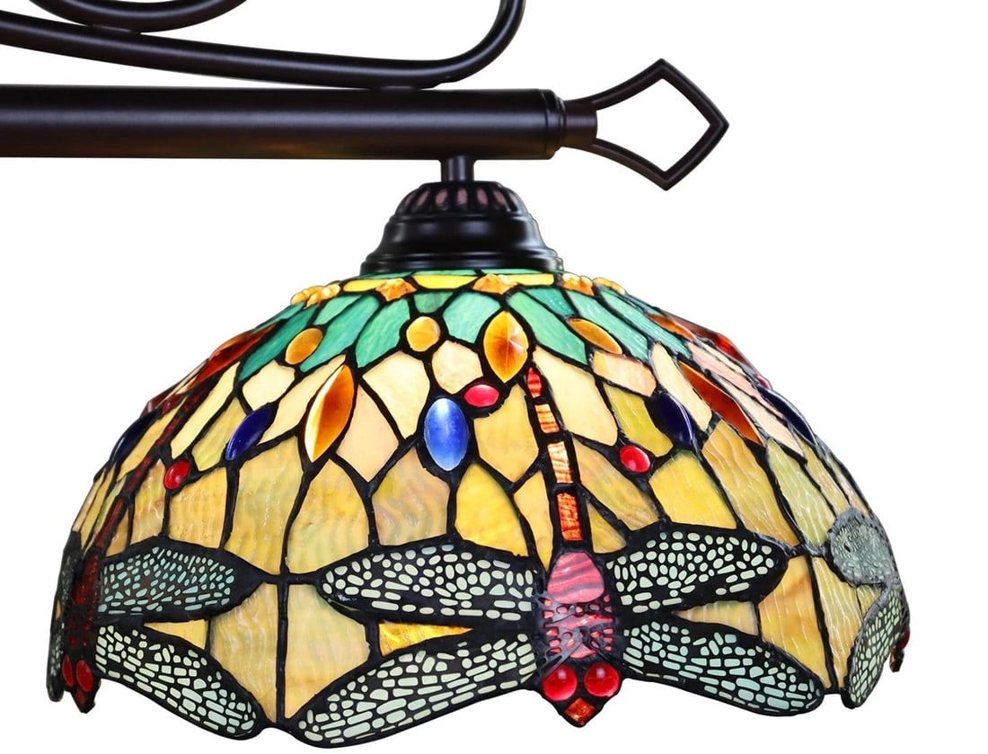 48" Stained Glass 3 light Dragonfly Island Billiard Pendant Light - 2