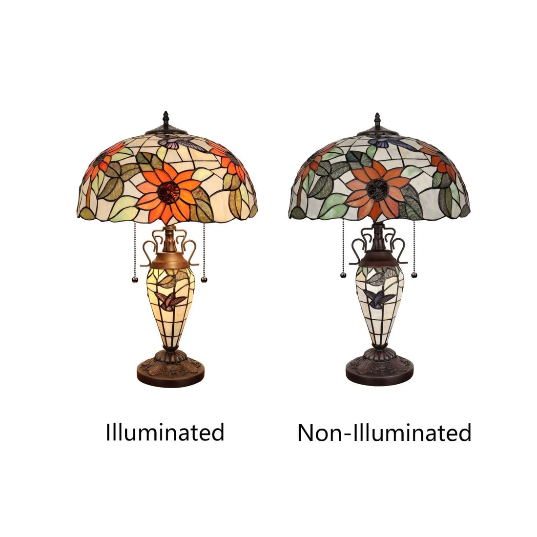 24.21" Stained Glass Sunflower Lighted Base Table Lamp - 7