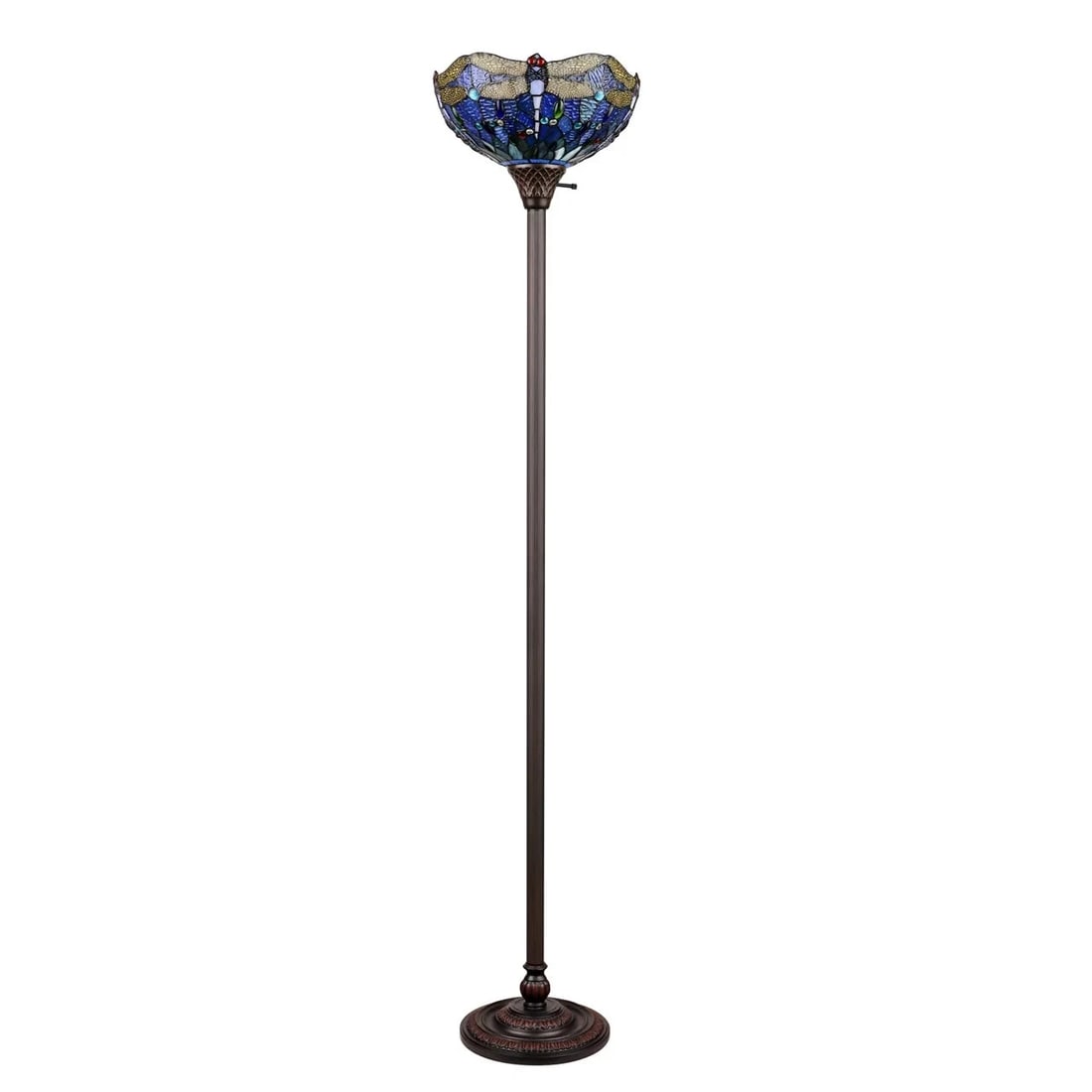 68.98" Stained Glass Dragonfly Torchiere Floor Lamp - 2