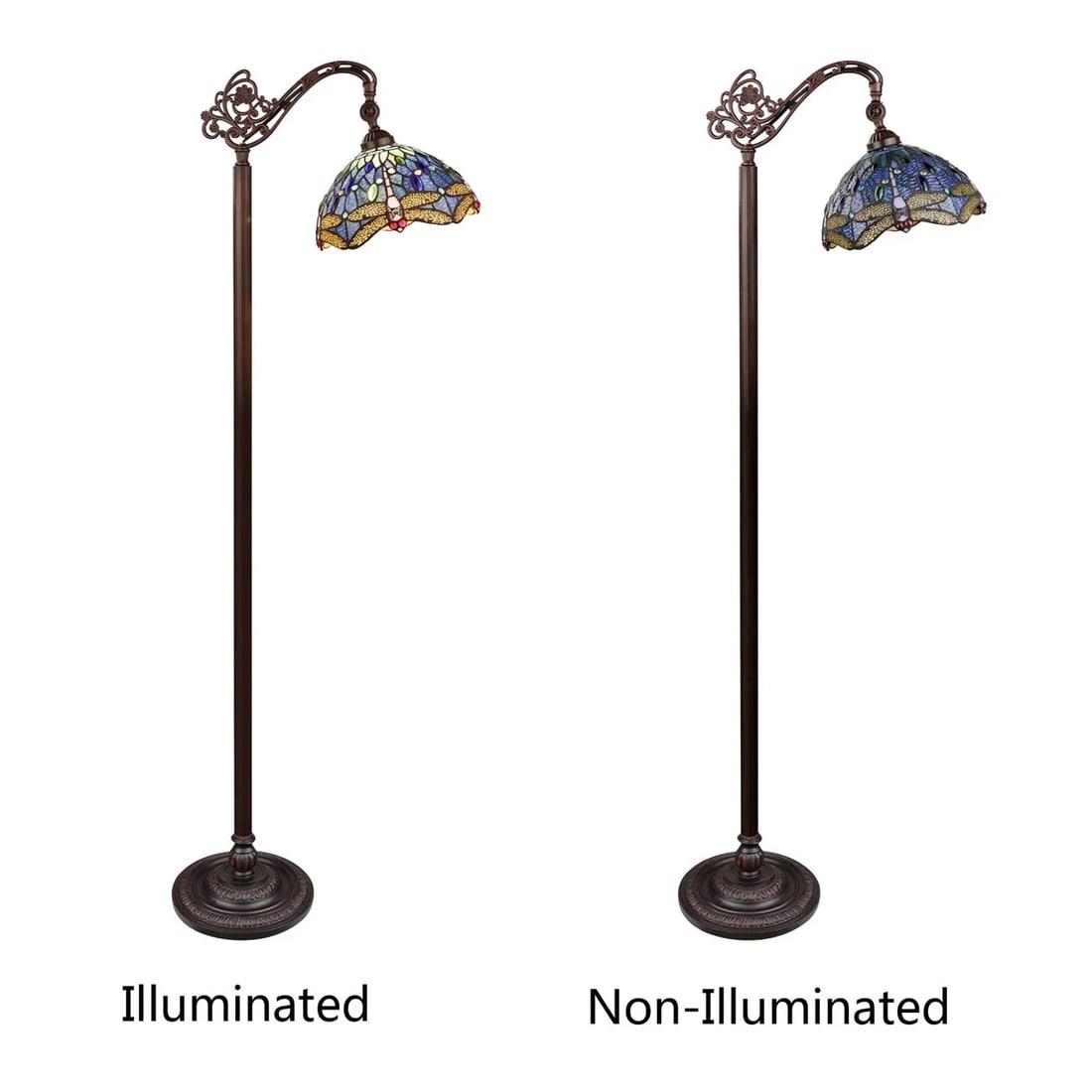 61.9" Stained Glass Dragonfly Floor Reading Lamp - 6