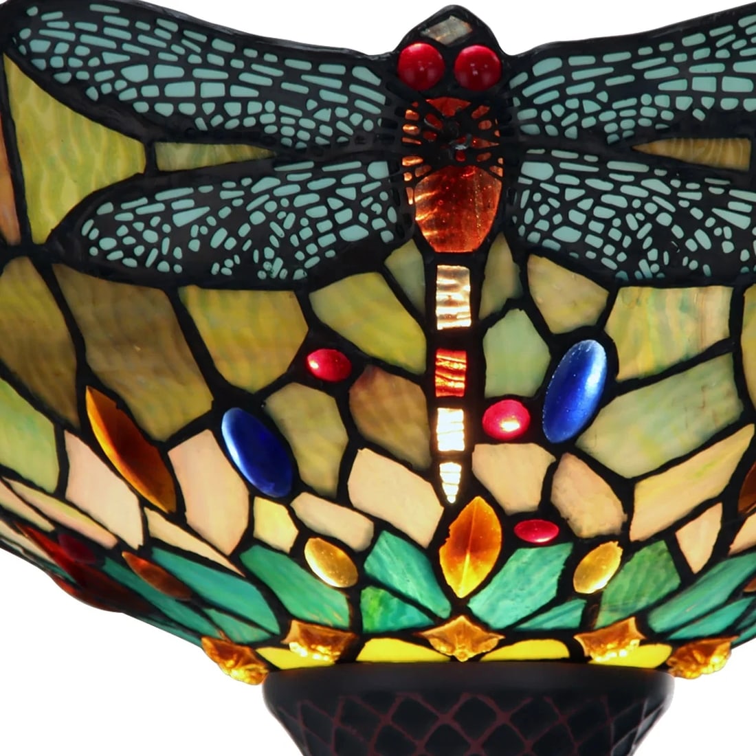 69.49" Stained Glass Dragonfly Torchiere Floor Lamp - 3