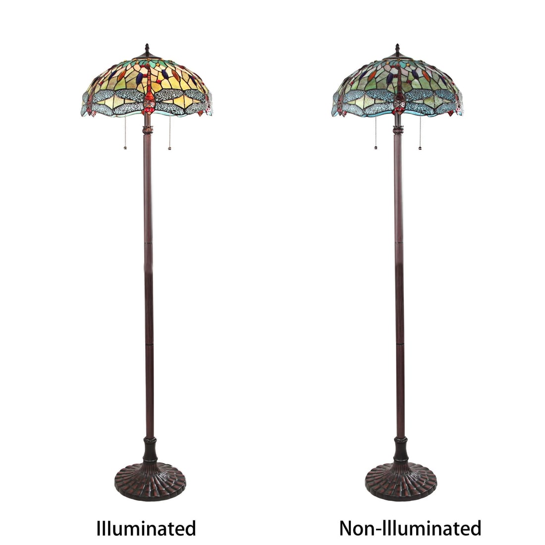 65.1" Stained Glass Dragonfly Floor Lamp - 6