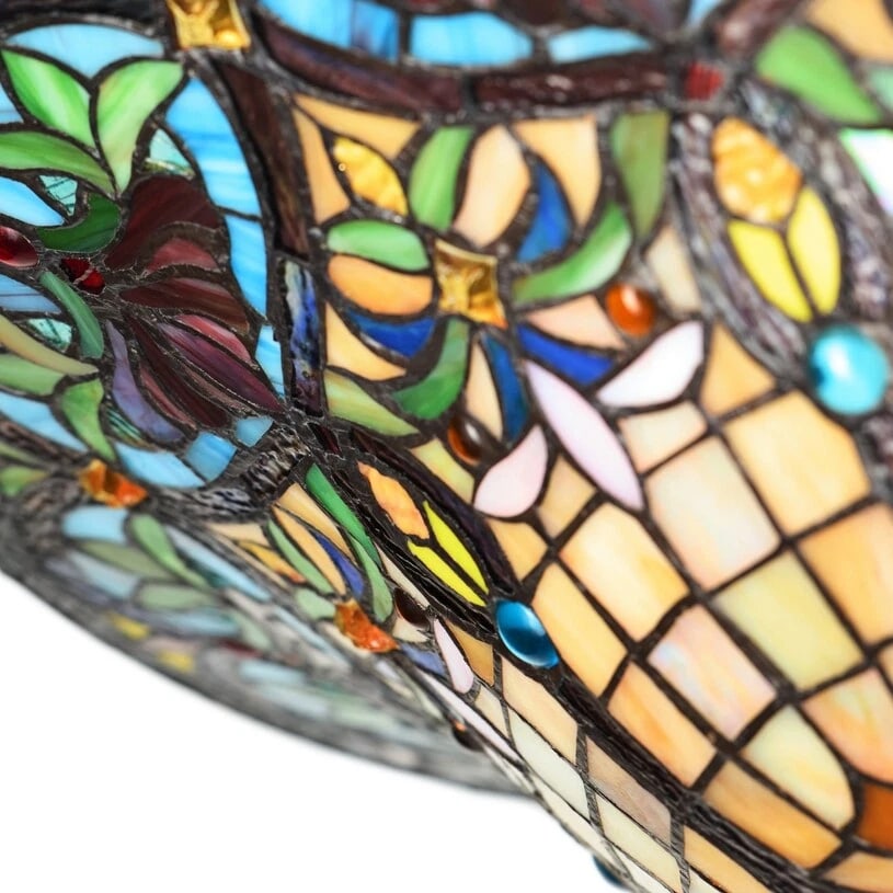 24" Wide Stained Glass Inverted Pendant Uplight Ceiling Light - 9
